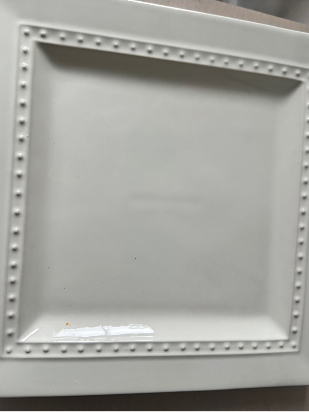 Nora Fleming White Square Ceramic Platter with Beaded Edge